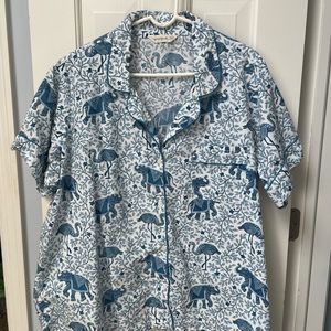 Plus size Flamenco Pale Blue Print Fresh short pj set